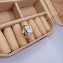 Anel de Prata Dedinho Zircônia Quadrada Aberto