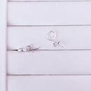 Brinco de Prata Argola Click Cruz e Zircônia Rosa