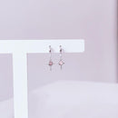 Brinco de Prata Argola Click Cruz e Zircônia Rosa