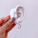 Brinco de Prata Elos Ovais Detalhe Cravejado