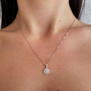 Gargantilha de Prata Pingente Redondo Todo Cravejado