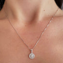 Gargantilha de Prata Pingente Redondo Todo Cravejado