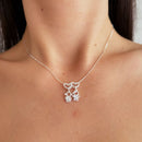 Gargantilha de Prata Crianças Dois Corações Cristal