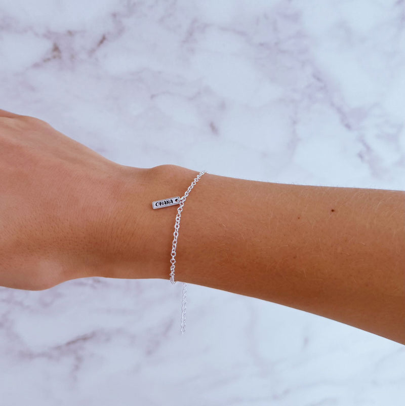 Pulseira Plaquinha Ohana de Prata