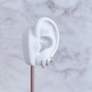 Trio de Brinco Argola 3 Fileiras Cravejada de Prata