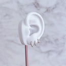 Trio de Brinco Argola 3 Fileiras Cravejada de Prata