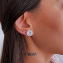 Brinco de Prata Zircônia Redonda 12mm